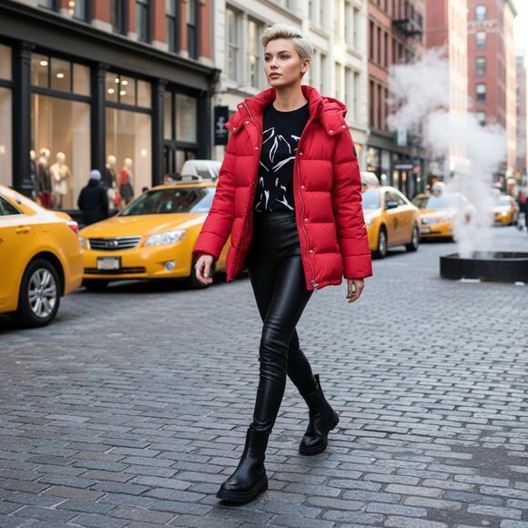 Maje NWT Down Puffer Jacket Hooded Coat Size L - Picture 3 of 11